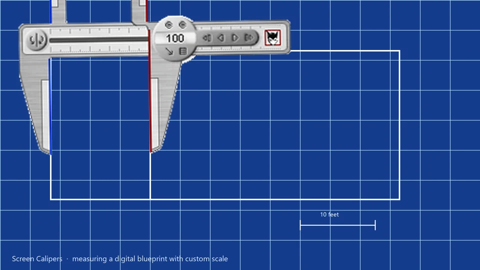 Screen Calipers on a blueprint drawing