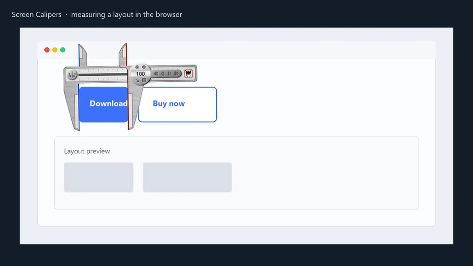 Screen Calipers measuring a web layout