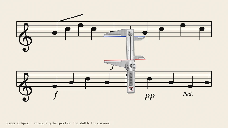 Screen Calipers for Music Engraving Spacing