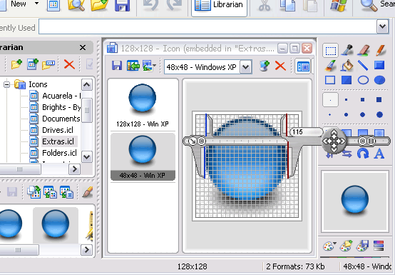 Screen Calipers measuring a drawing